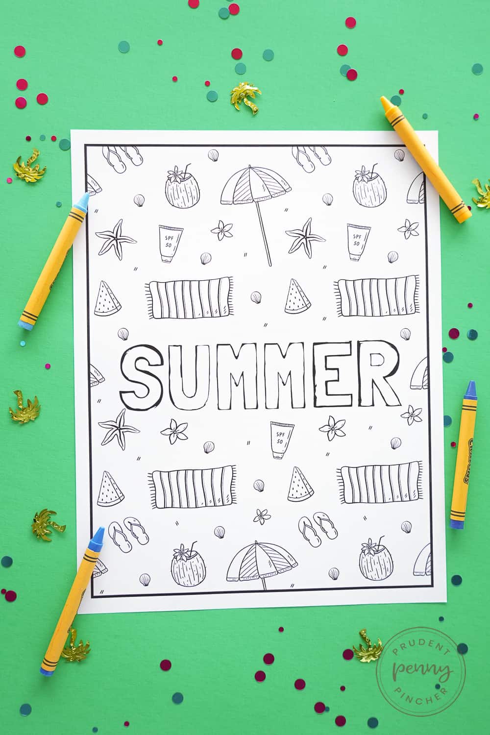 summer sand coloring page