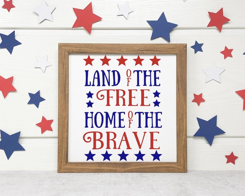 4th of July land of the free framed art using free svg file