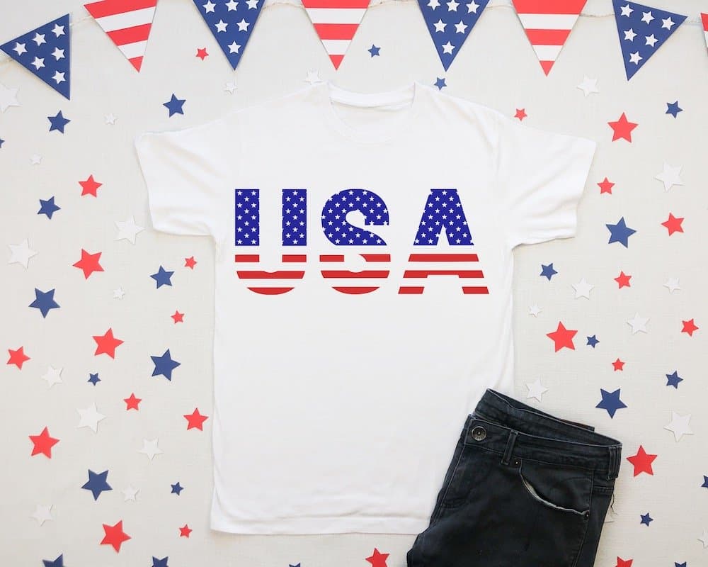 Stars and Stripes usa word shirt