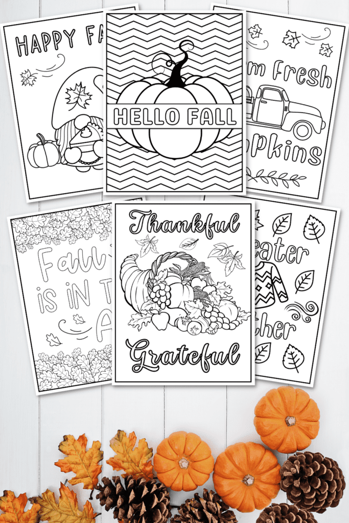 free fall coloring pages on autumn wood background