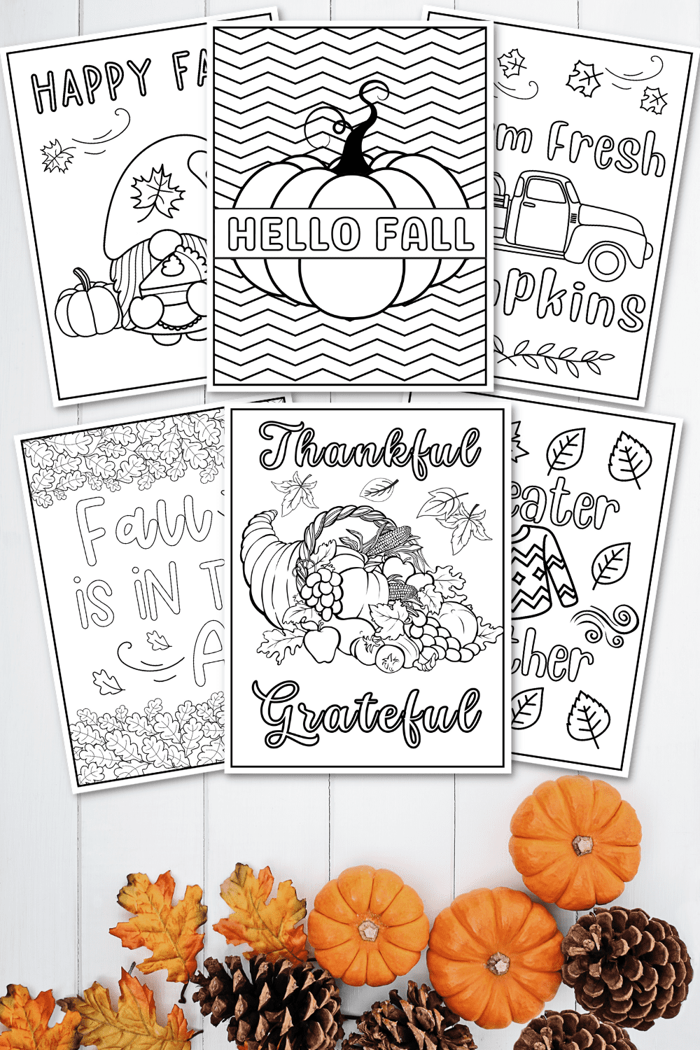 free fall coloring pages on autumn wood background