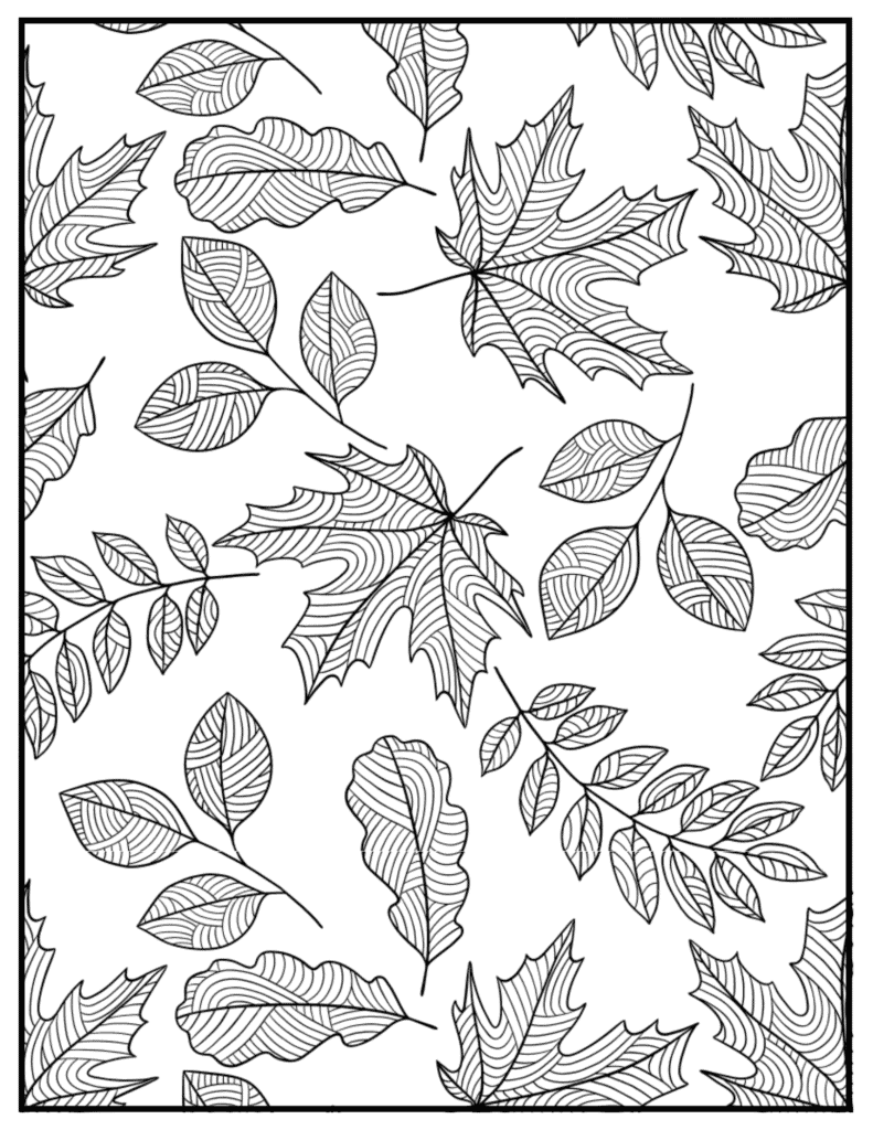 autumn leaves pattern coloring page
