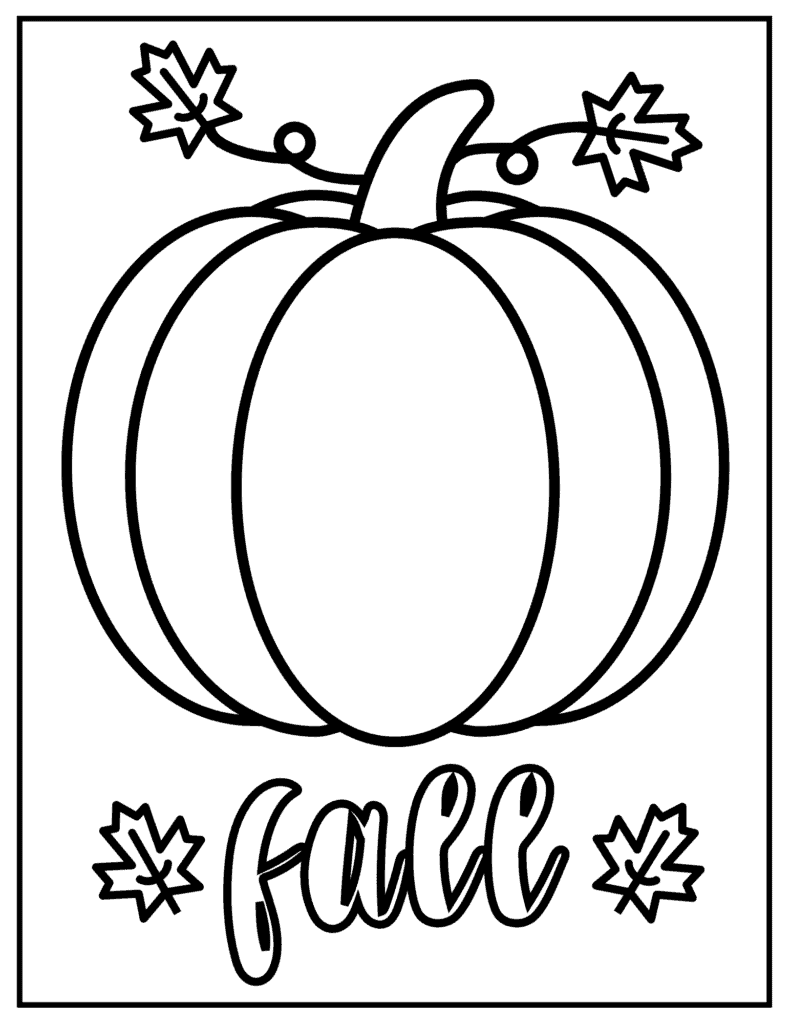 fall pumpkin easy coloring sheet