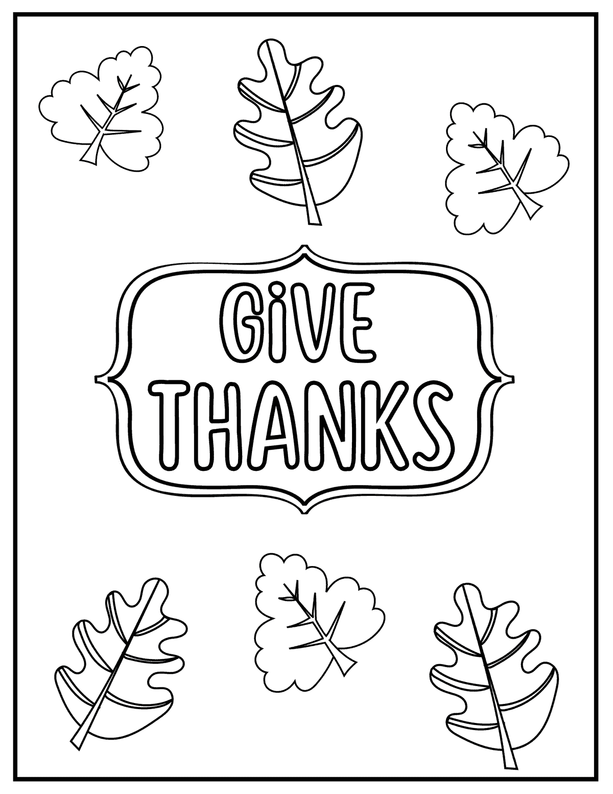 give thanks fall leaf coloring sheet