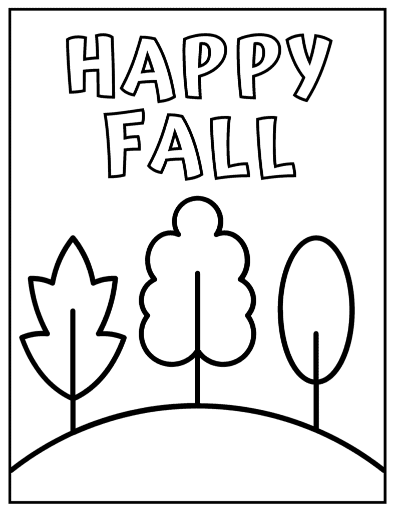 happy fall autumn trees coloring sheet