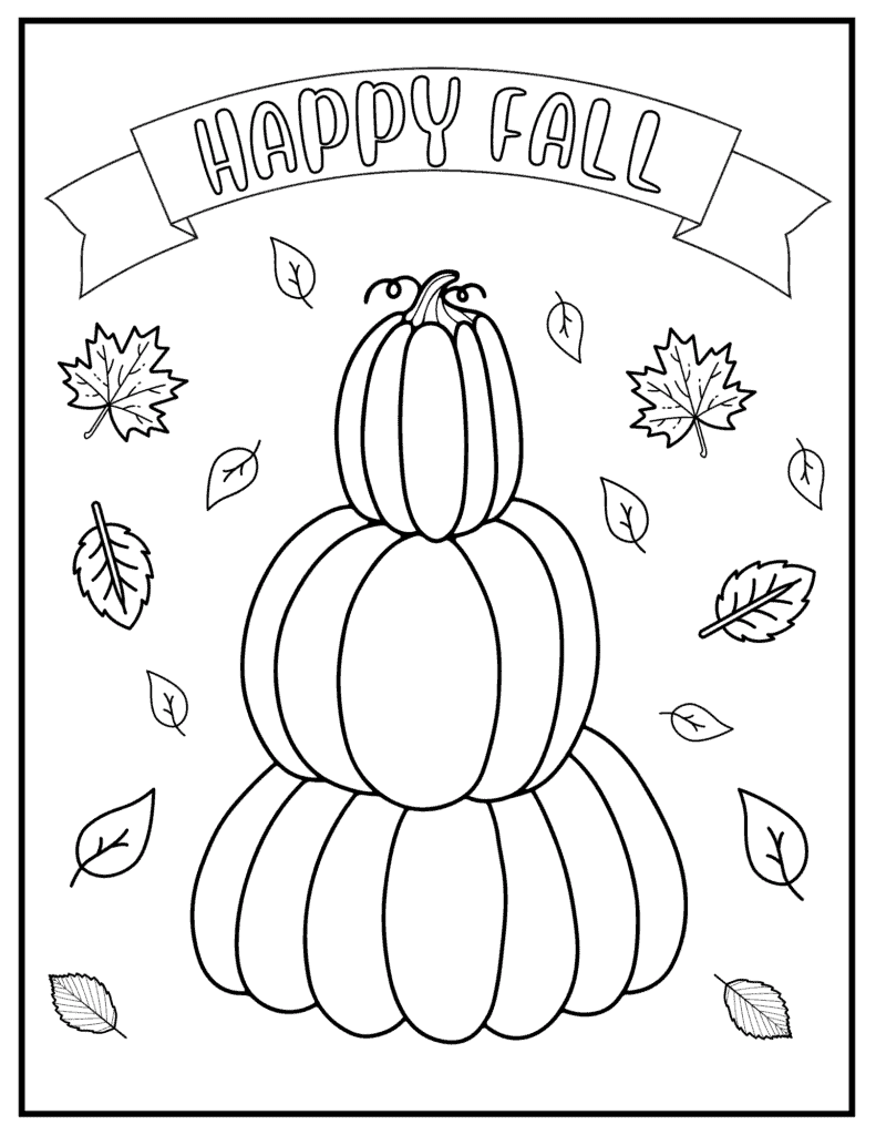 stacked pumpkins coloring page for fall