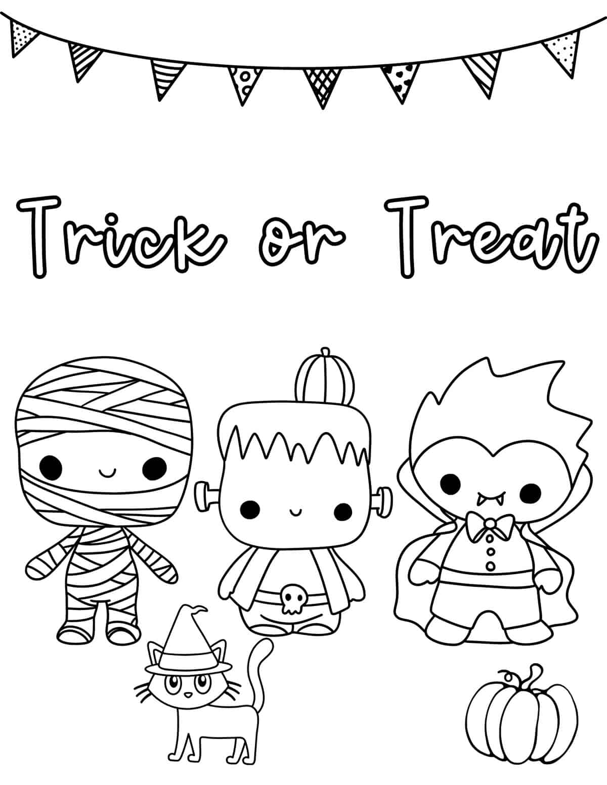 trick or treat kids in monster halloween costumes