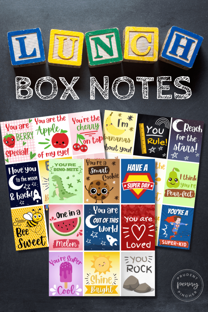 3 sets of back to school free printable lunch box notes
