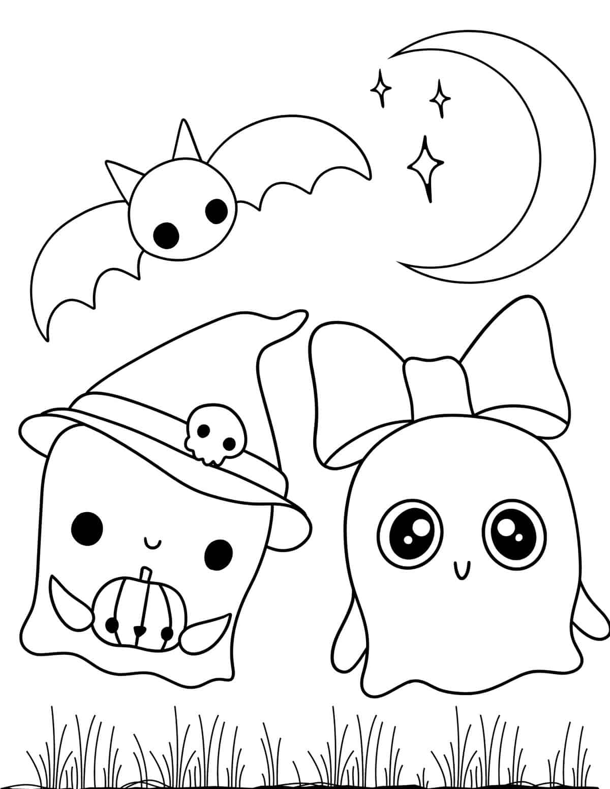 cute ghosts floating halloween page