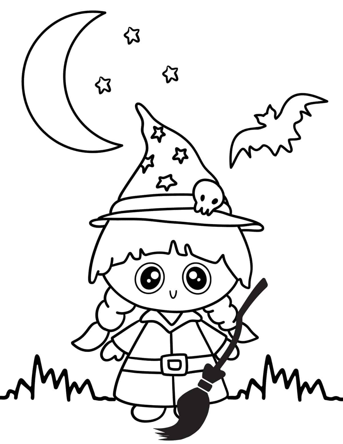 little girl dressed as witch