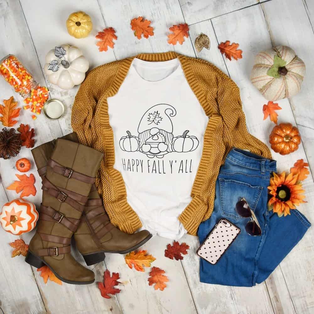 happy fall y'all gnome t-shirt fall svg