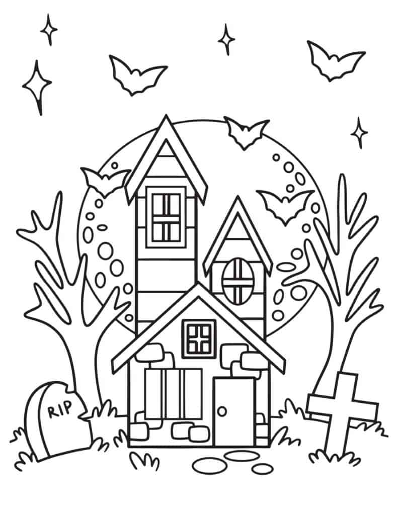 haunted house coloring page