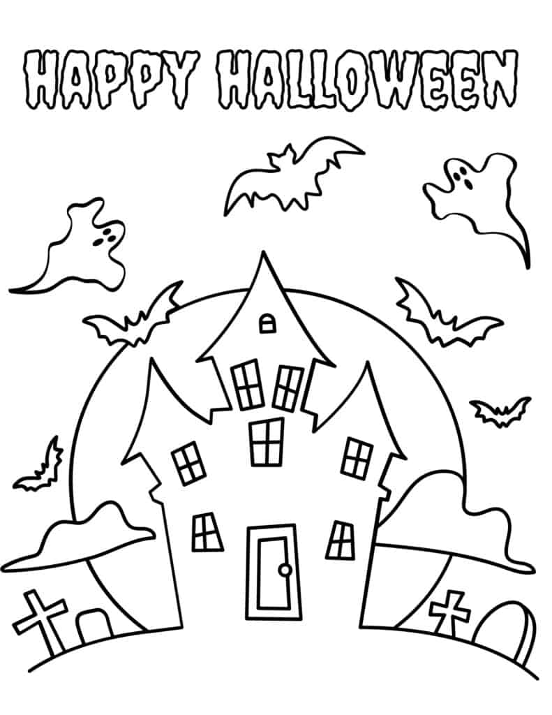 happy halloween coloring page