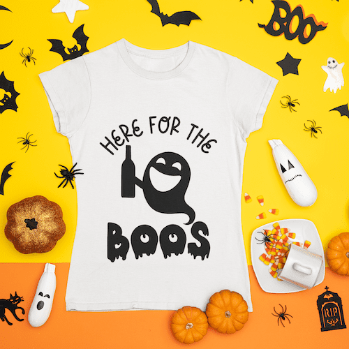 here for the boos halloween party t-shirt