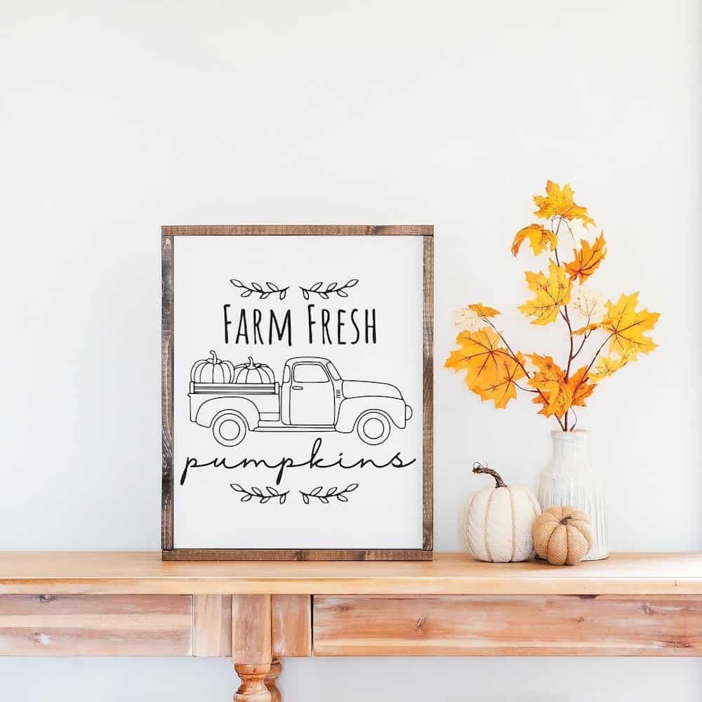 farm fresh pumpkins vintage truck wall art sign svg file