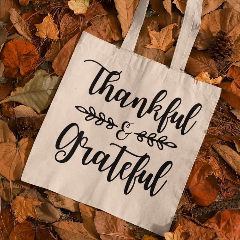 thankful and grateful tote bag fall svg