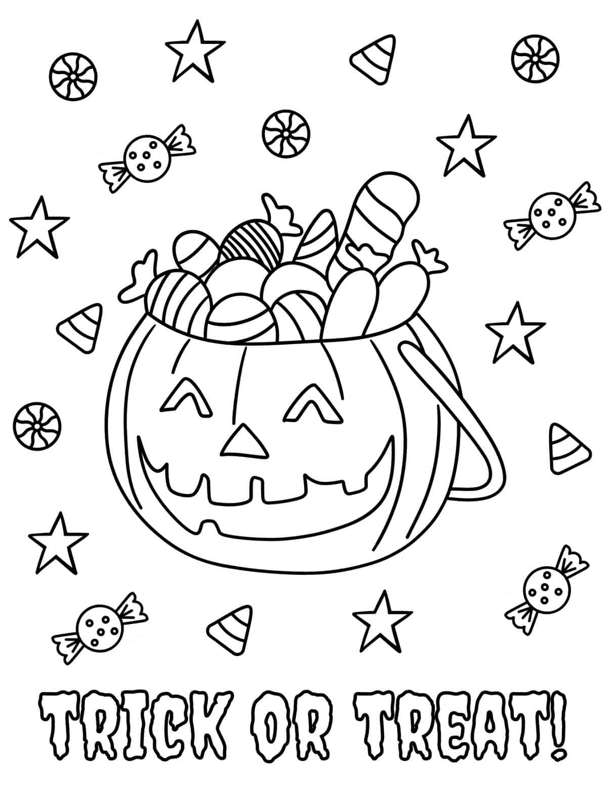 Trick or treat candy bucket and Halloween candies