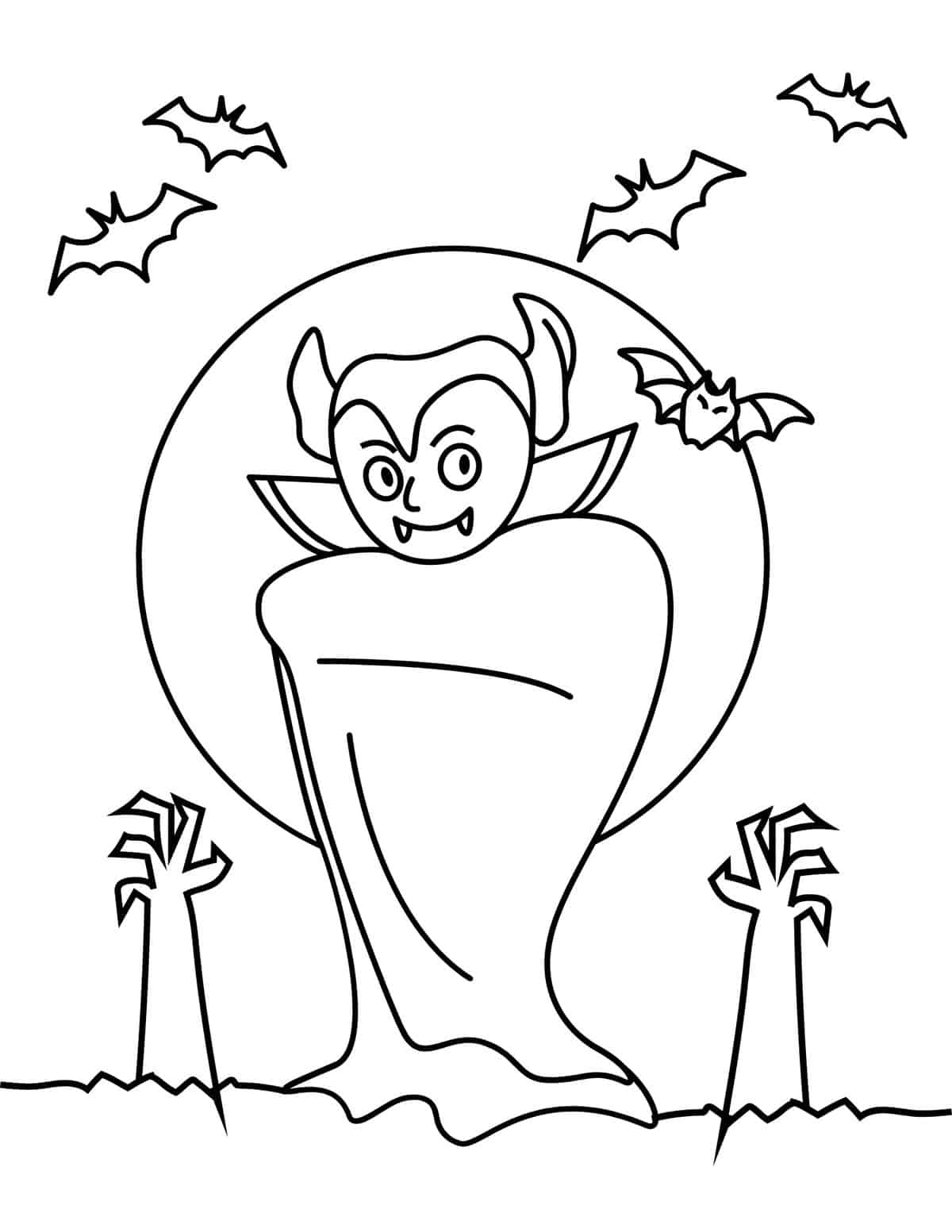 vampire coloring page for halloween