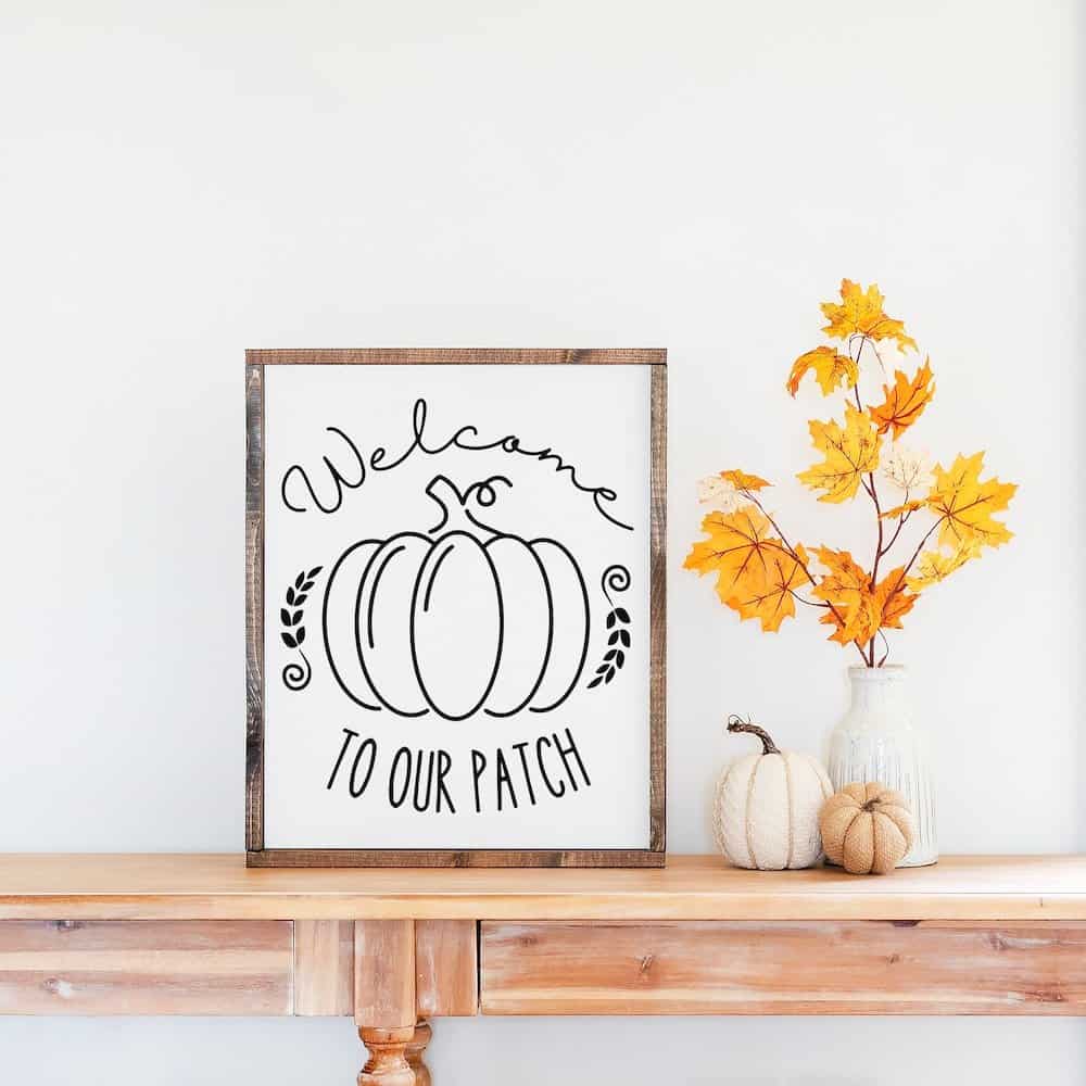 welcome to our patch fall svg framed picture