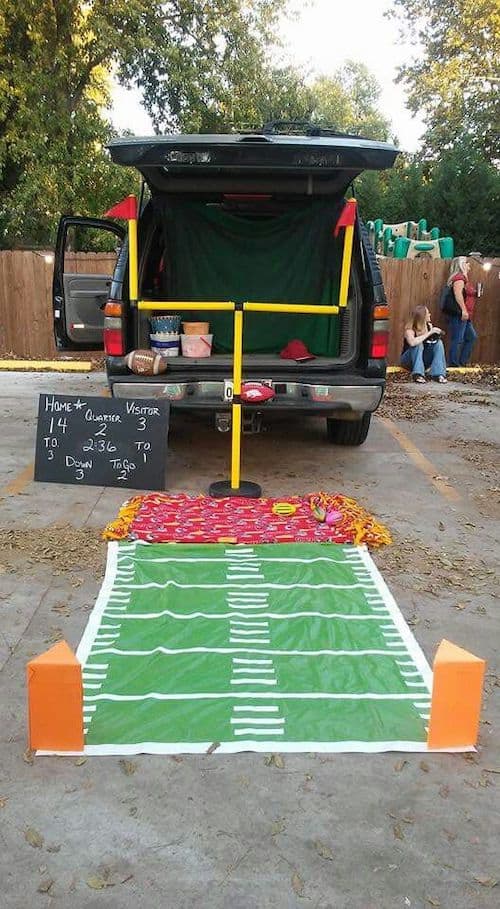 game day foot ball trunk or treat idea