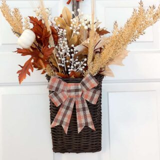 fall front door basket wreath