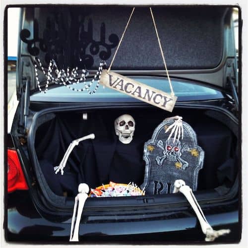 skeleton decor in a trunk