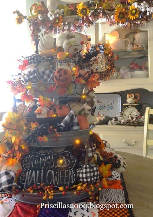 Rustic Fall and Halloween Galvanized  Tray Decor 