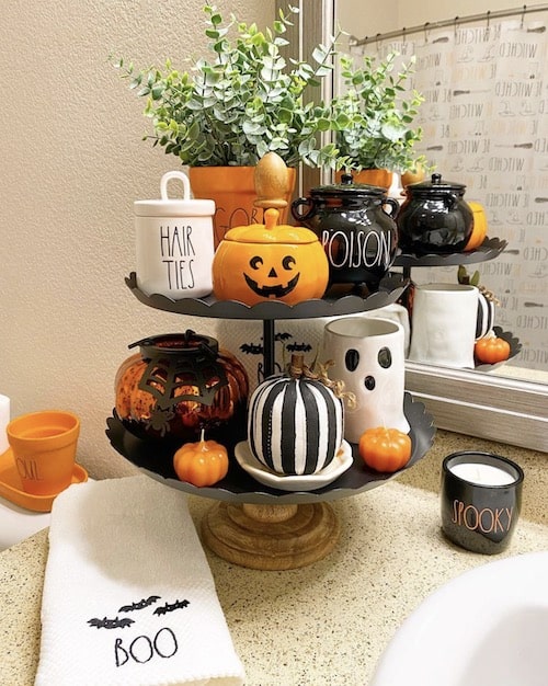 Bathroom Halloween Tray Decor