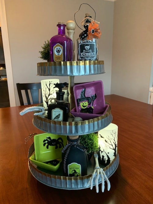 witch tiered tray decor