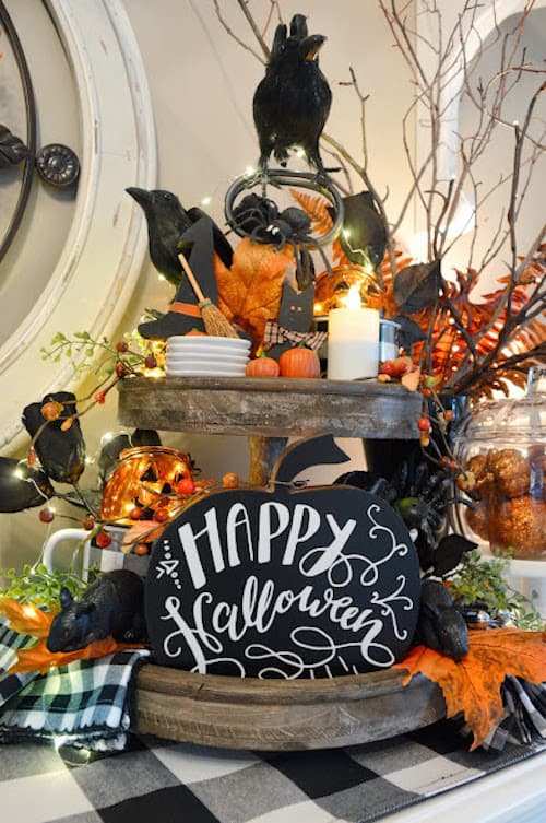 Black Crow Happy Halloween Decor 