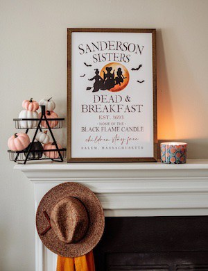 Sanderson sisters mantel decor