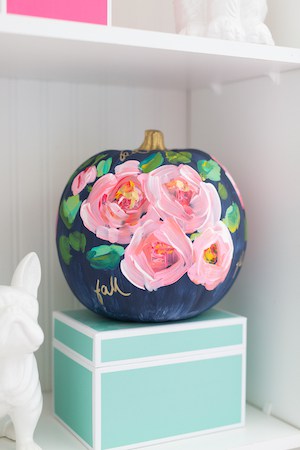 floral painted pumpkin