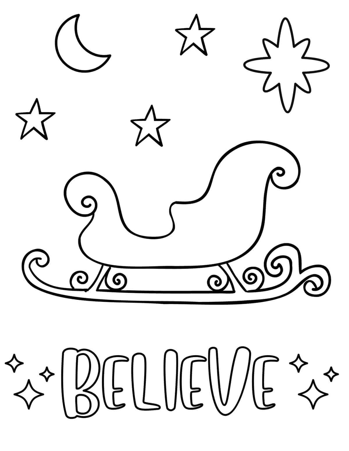 Believe in Santa Sleigh with stars