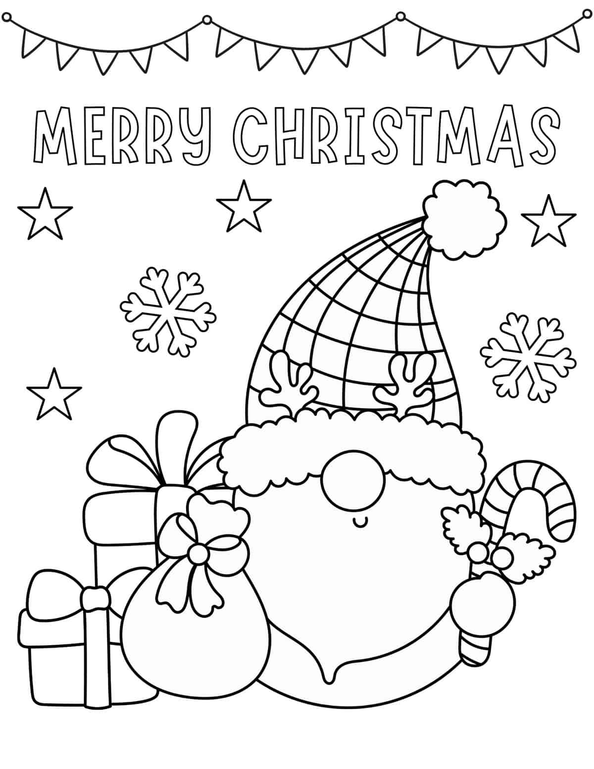 christmas gnome Santa coloring page