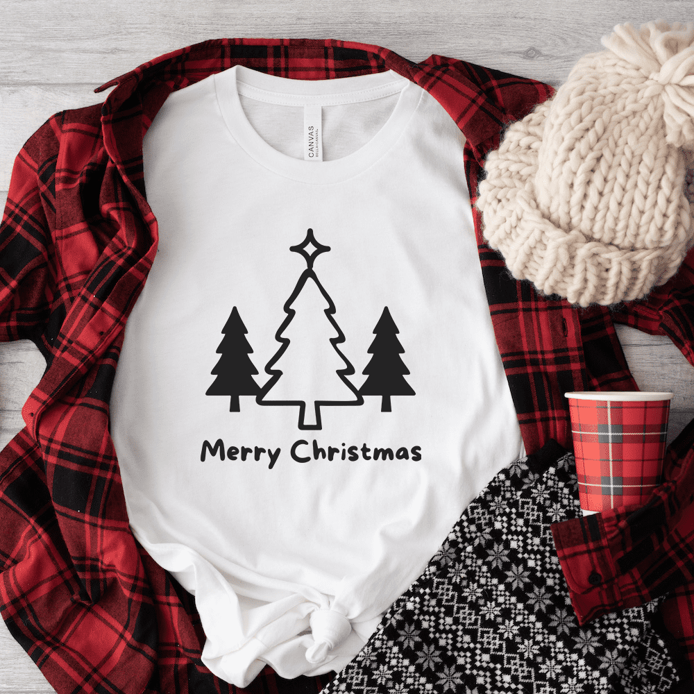 Merry Christmas shirt with christmas trees