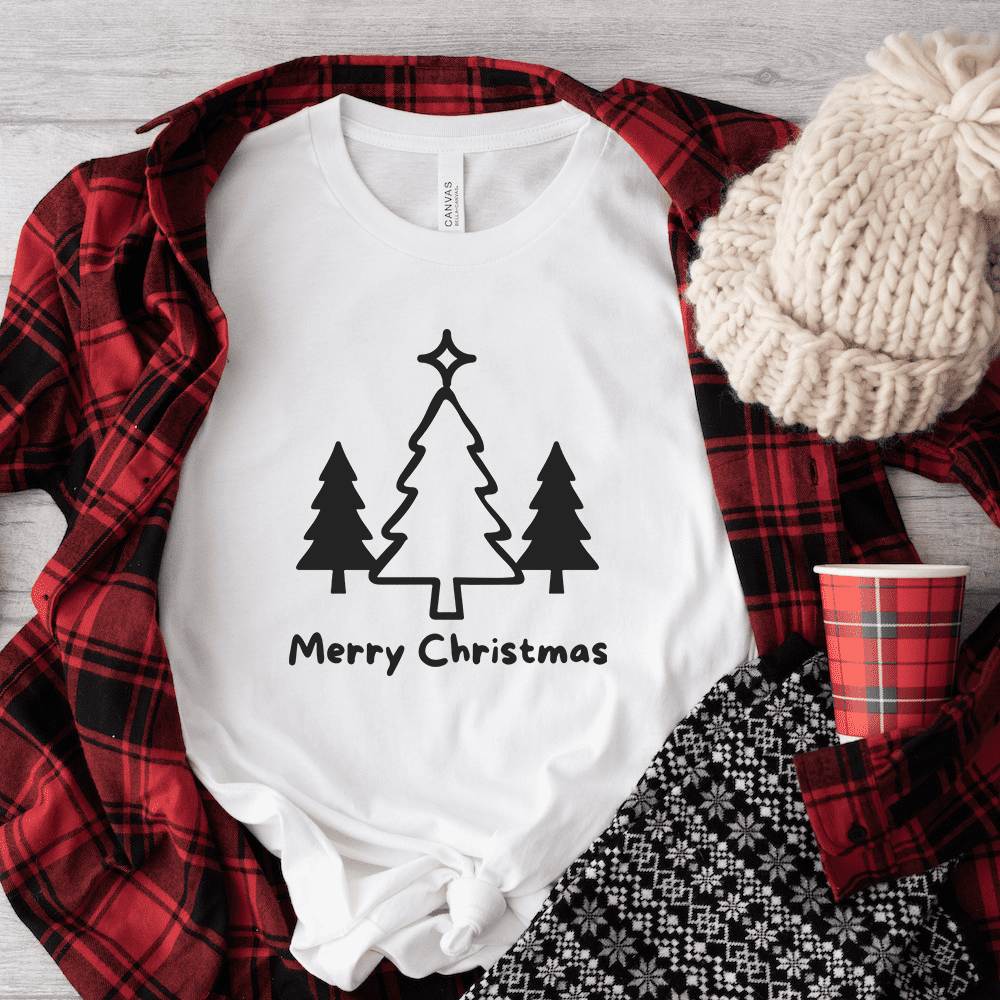 Merry Christmas shirt with christmas trees svg