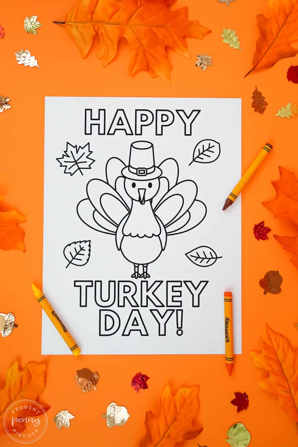 happy turkey day words with turkey and fall leaves thanksgiving coloring page