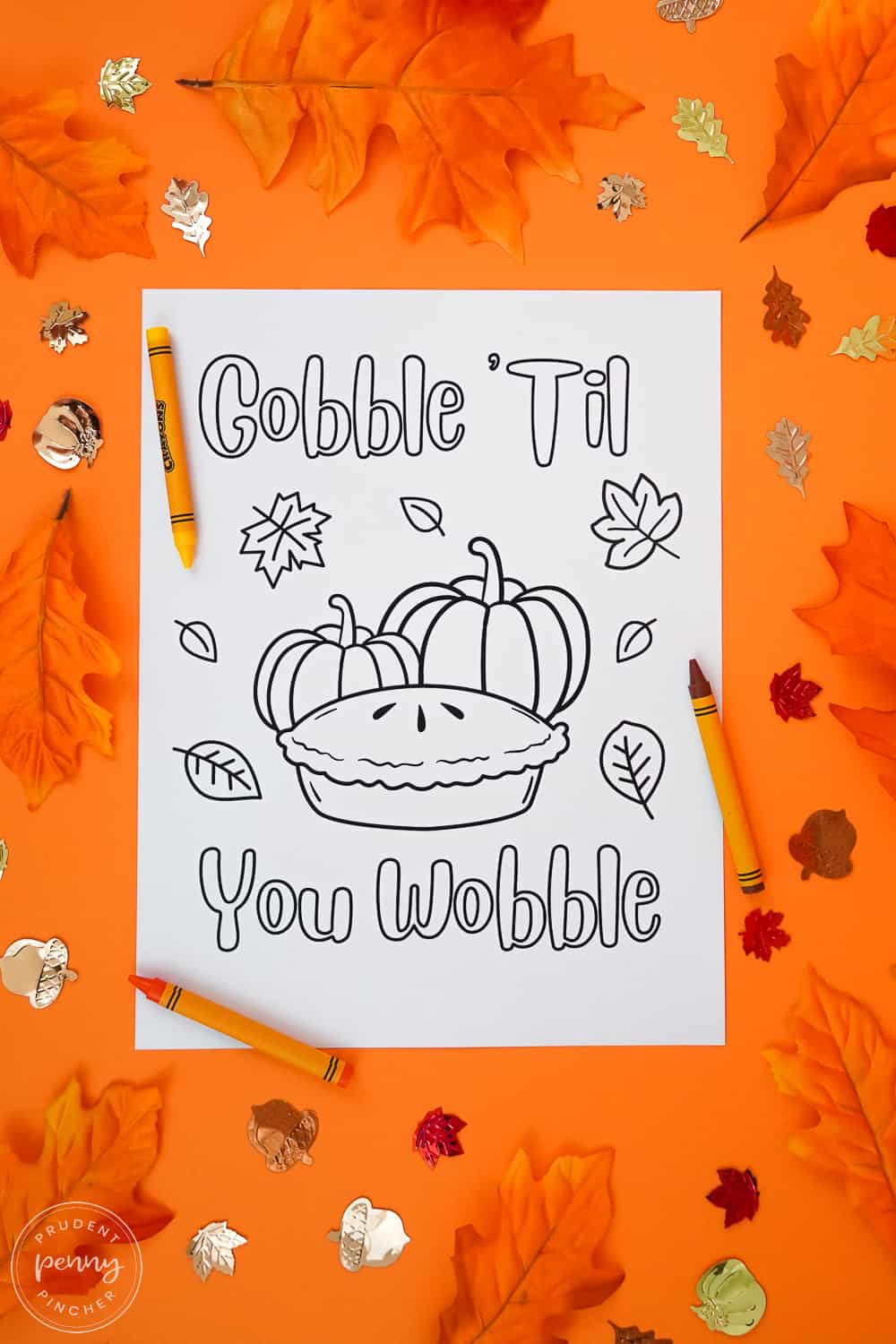 pumpkin pie and pumpkins coloring page with gobble phrase until you wobble thanksgiving