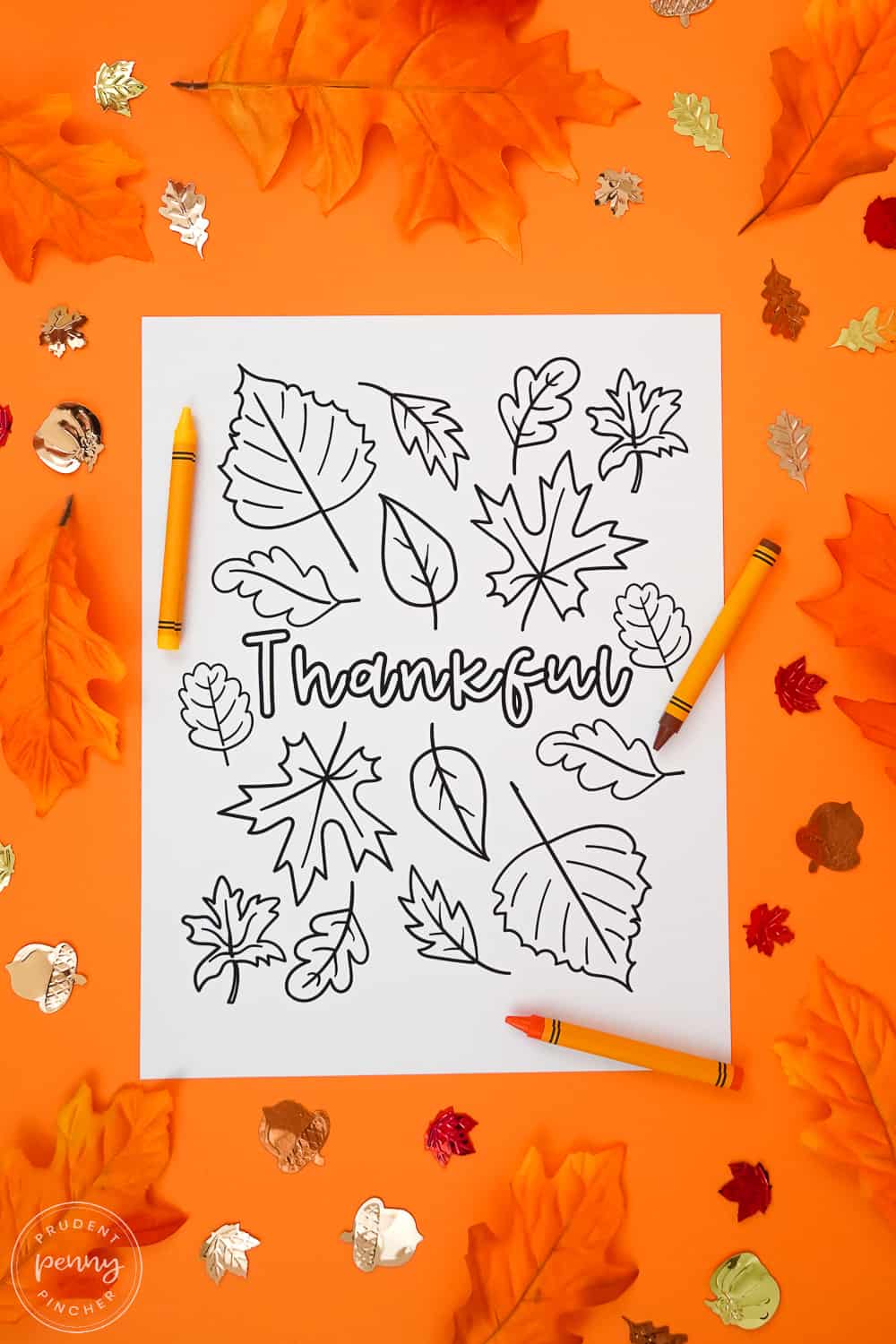thankful with autumn leaves thanksgiving coloring page