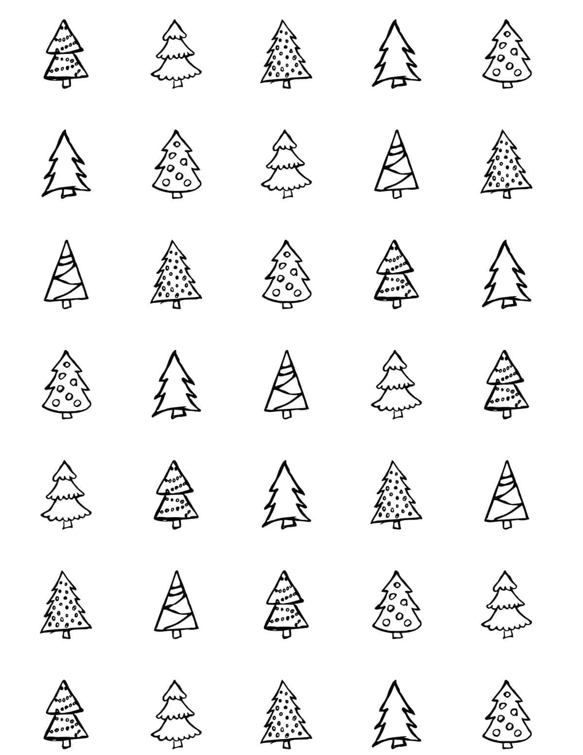 christmas tree pattern coloring page