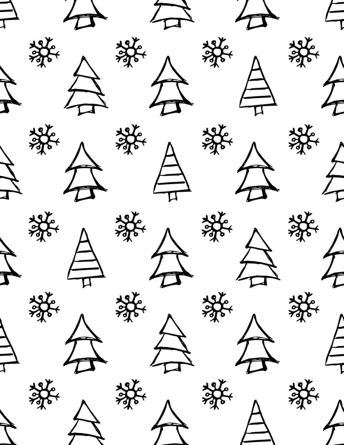 christmas trees pattern coloring page