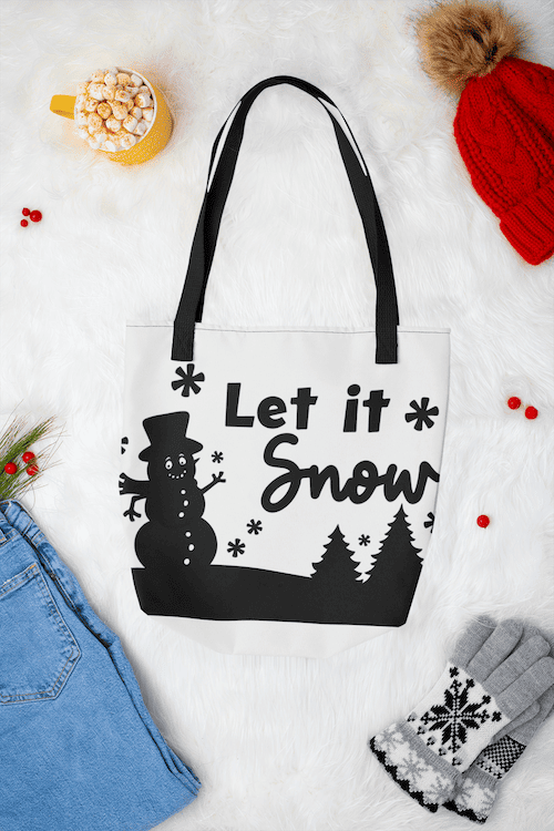 let it snow christmas svg on tote bag