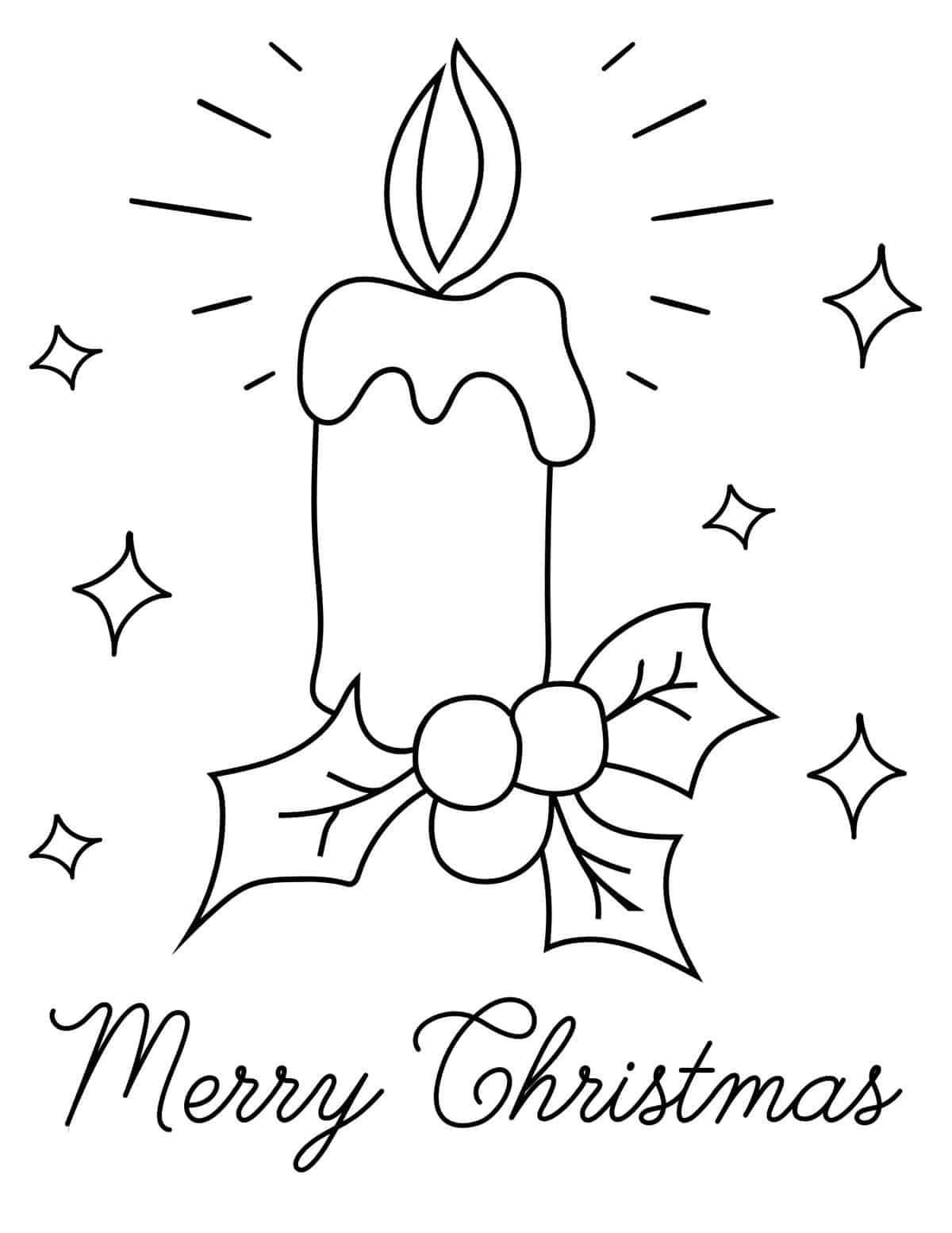 Christmas candle coloring sheet