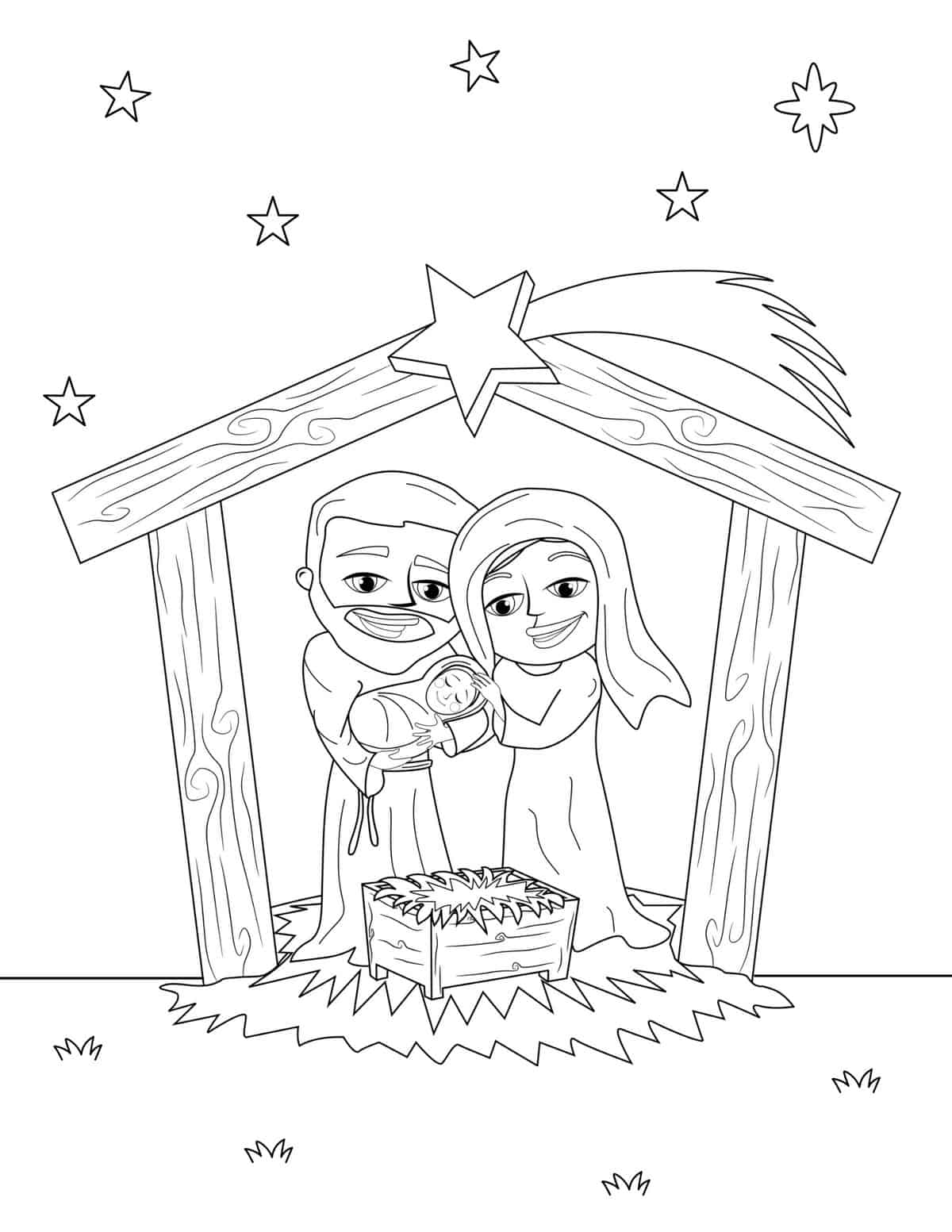 nativity scene coloring page
