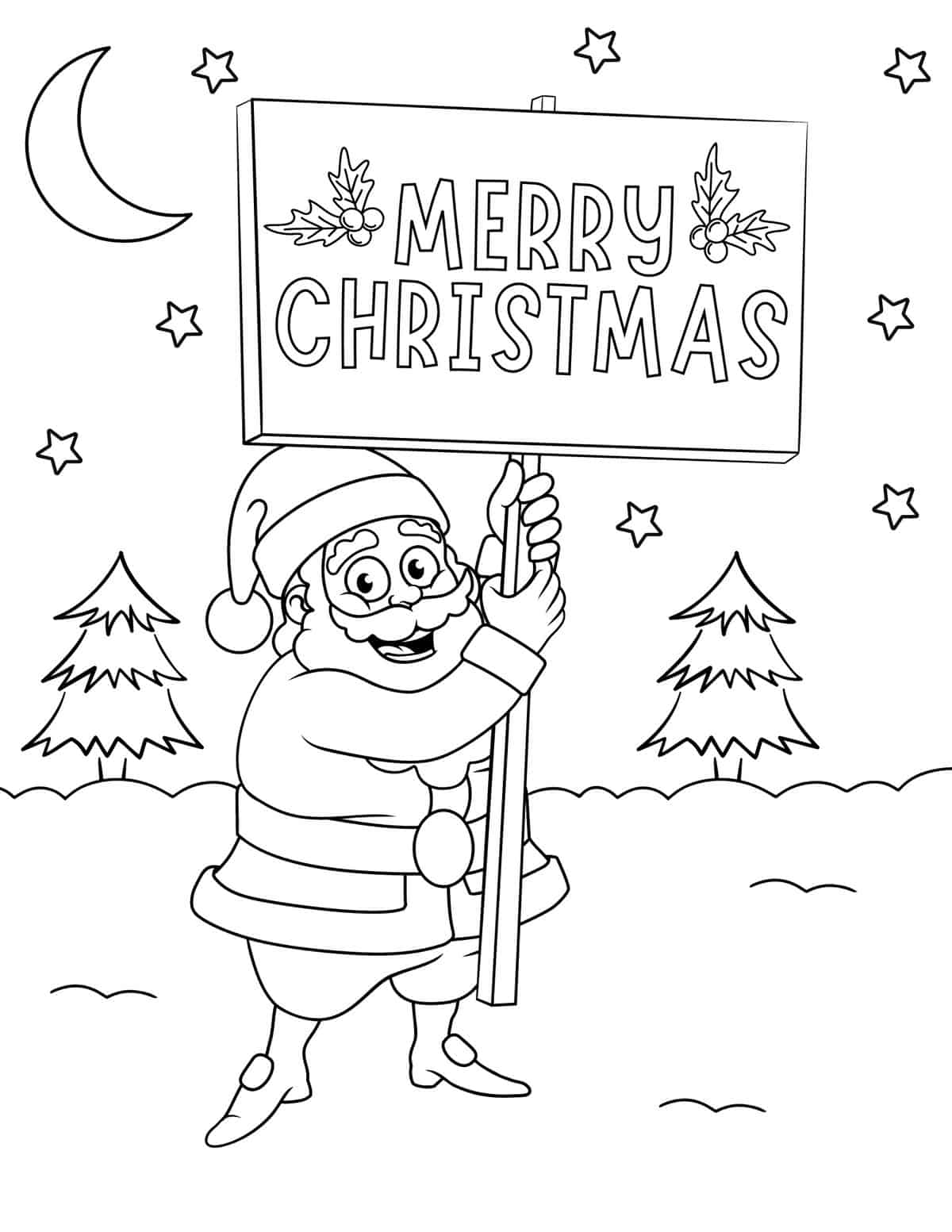 santa holding christmas sign