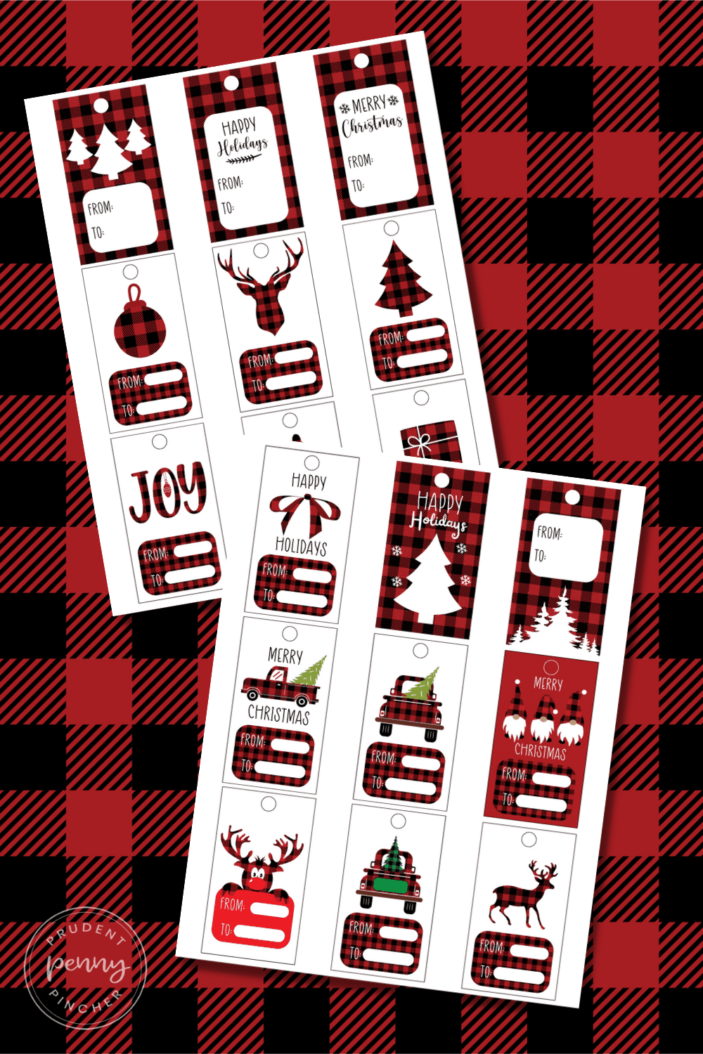 two pages of gift tags
