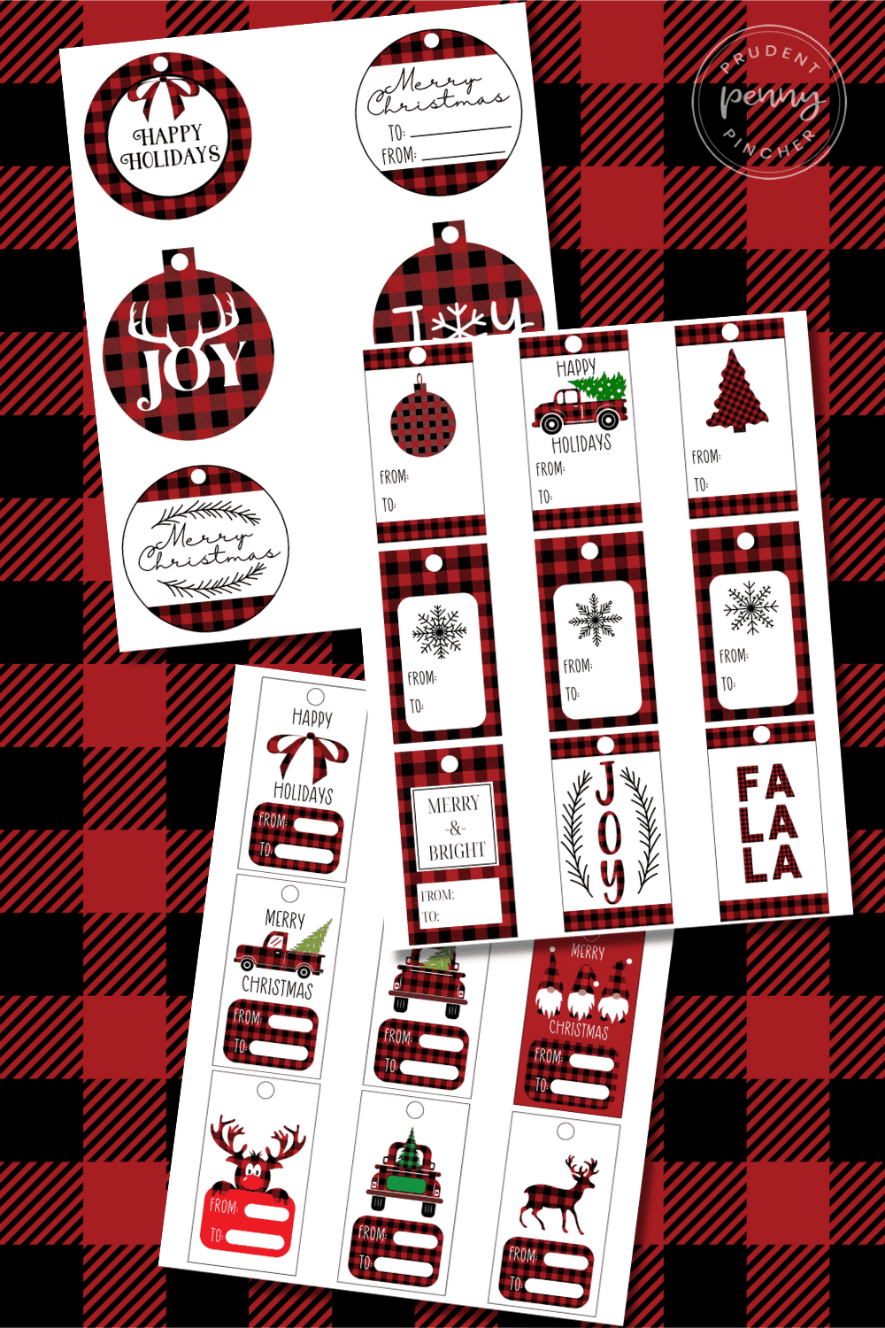 buffalo check christmas gift tags