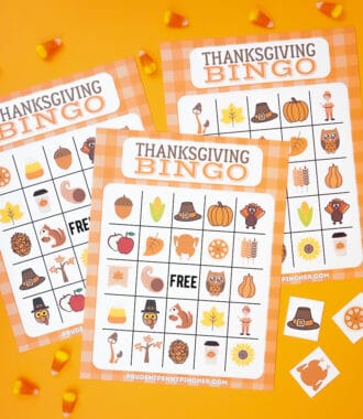 thanksgiving bingo cards with candy corn and calling cards cut out