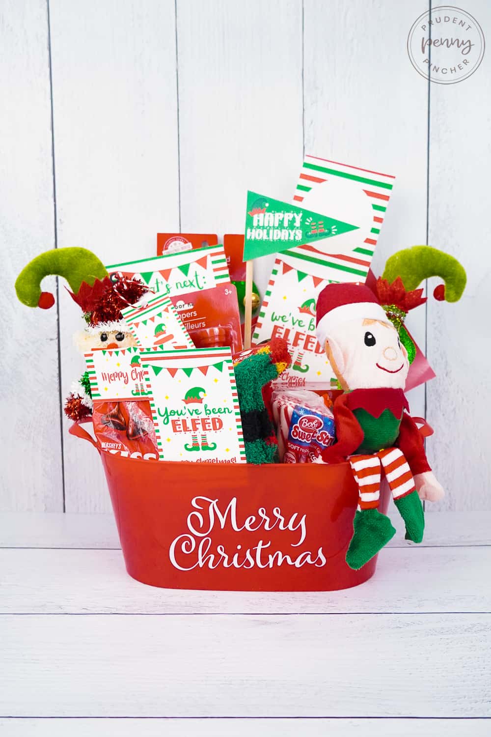 DIY Red Gift Basket  Free printable red themed gift tags!