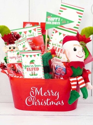 you've been ELFed gift basket close up